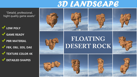 Low poly Floating Desert Rock Pack 200827