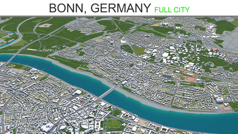 Bonn City Germany 3D Model 60 km