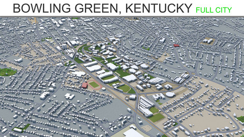 Bowling Green City Kentucky USA 3D Model 40 km