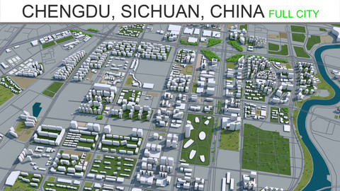 Chengdu City Sichuan, China 3D Model 120km