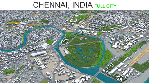 Chennai City  India 3D Model 60Km