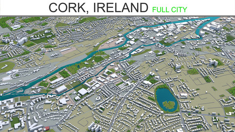 Cork City  Ireland 3D Model 30 km