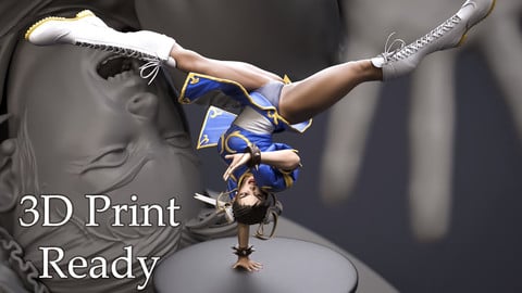 Chun-Li Spinning Bird Kick Fan Art for 3D Print