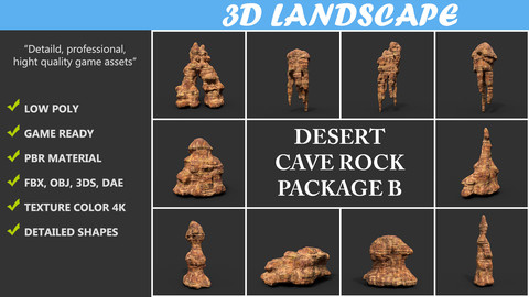 Low poly Desert Cave Modular Pack B 200828