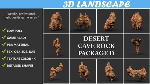 Low poly Desert Cave Modular Pack D 200828