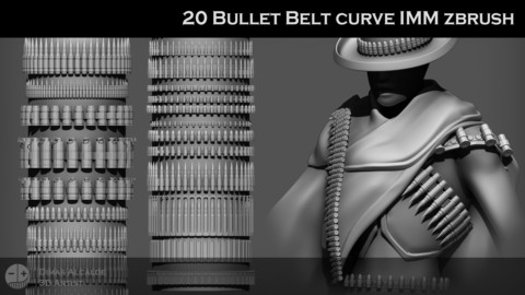 20 BULLET Belt Curve IMM ZBRUSH Brushes (Blender)