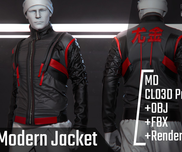 ArtStation - Male Modern Jacket. Clo3d, Marvelous Designer Project+FBX+OBJ+Render file (Keyshot) | Resources
