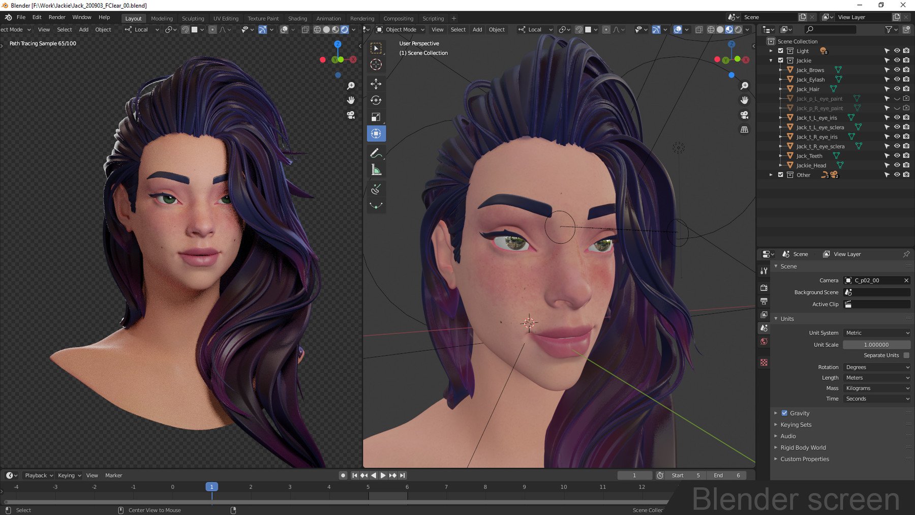 ArtStation - Jackie - girl stylized head (Zbrush, blender, fbx, obj ...