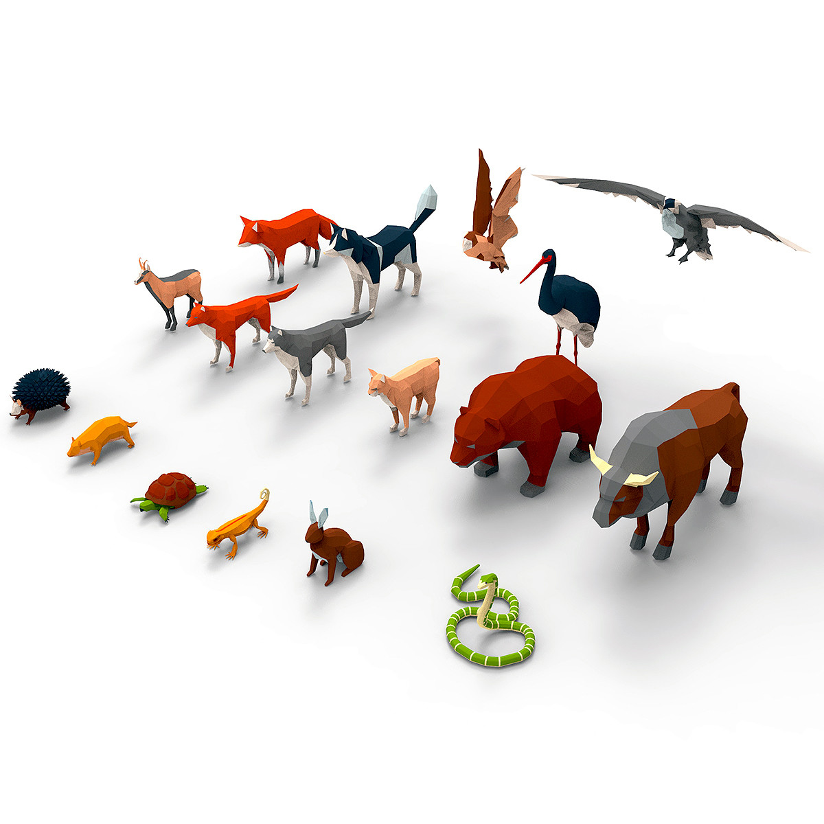 low poly animals