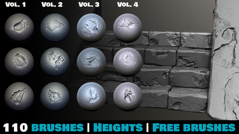 Zbrush - Stone and Rock Damage Brushes