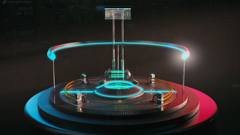 Sci-fi cyberpunk Teleport platform (low poly)