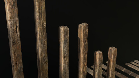 Old Wood Planks and Balks (Low-poly 3D model)
