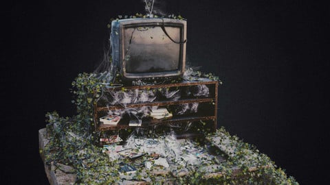 Old Tv (with growing ivy animation)