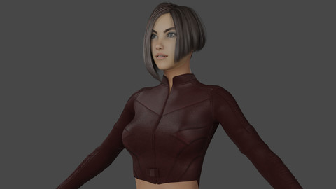 Elizabeth  - Realistic Girl With Outfit (Low Polygon - 4K Textures)