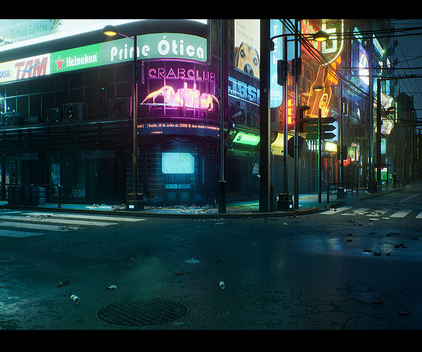 ArtStation - Commission Cyberpunk City With Nature Elements