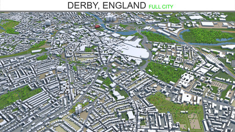 Derby city England 3d model 40km