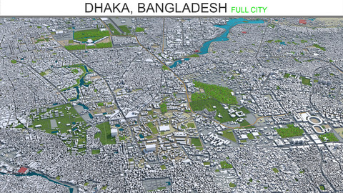 Dhaka city Bangladesh 3d model  40km