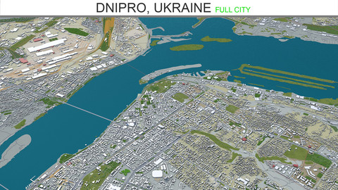 Dnipro city Ukraine 3d model  60Km