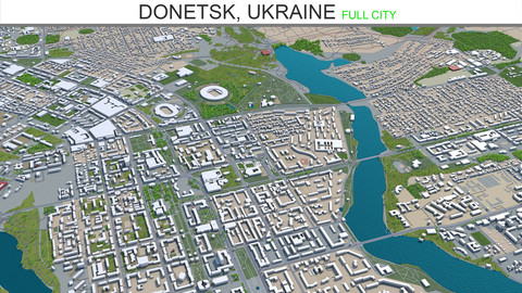 Donetsk city Ukraine 3d model  40Km