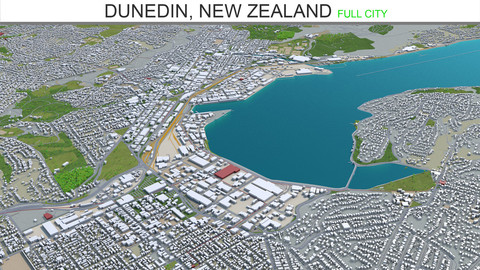 Dunedin city New Zealand 3d model  50Km