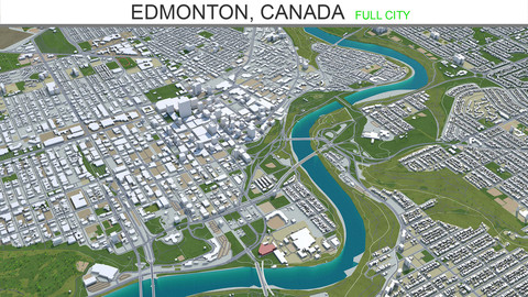 Edmonton city Canada 3d model  90km