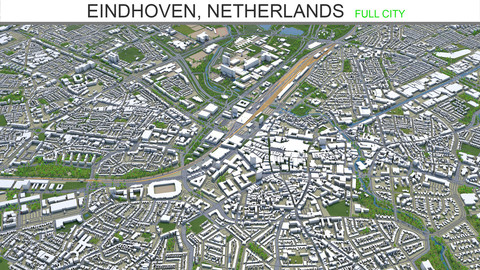 Eindhoven city Netherlands 3d model 30Km