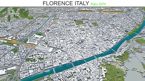 Florence city Italy 3d model  50 Km