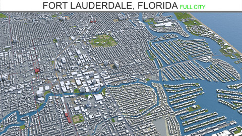 Fort Lauderdale city Florida 3d model  40km
