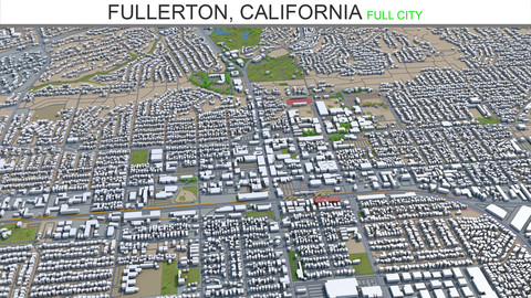 Fullerton city California 3d model  20km