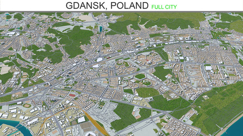 Gdansk city Poland 3d model 60km