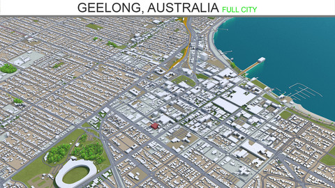 Geelong city Australia 3d model 30km