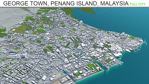 George Town, Penang Island, city Malaysia 3d model  20km