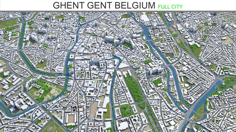 Ghent Gent city Belgium 3d model 40 km