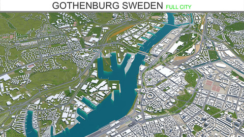 Gothenburg city Sweden 3d model 80km