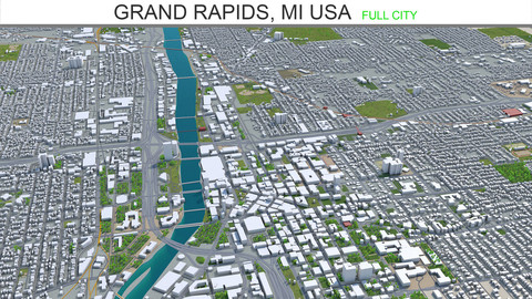 Grand Rapids city MI USA 3d model 40KM