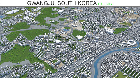 Gwangju city South Korea 3d model 45 km
