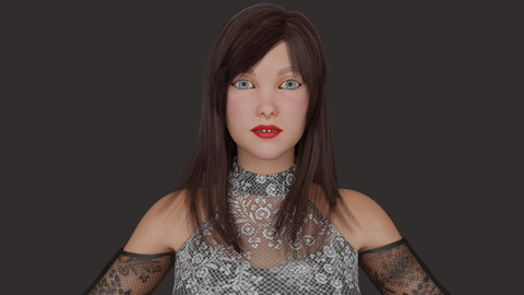 Emily - Realistic Girl With Dress (Rigged / Low Polygon / 4K Textures)