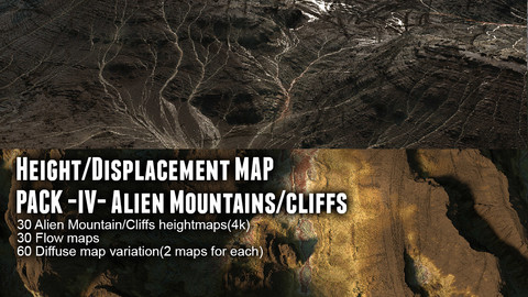 Height/Displacement map pack IV Alien Mountains/Cliffs