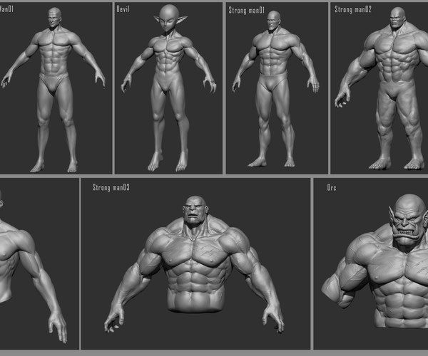 ArtStation - Male BaseMesh Highpoly SET(zbrush 2018) | Resources