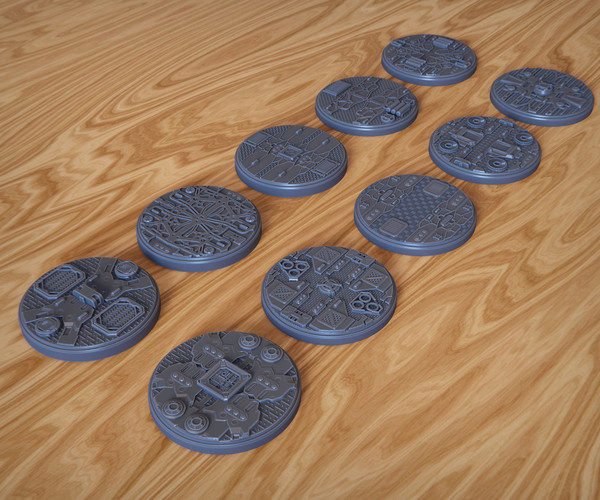 ArtStation - PACK 1 - 10 SCIFI MINIATURE BASES 50mm 3D Print Ready ...