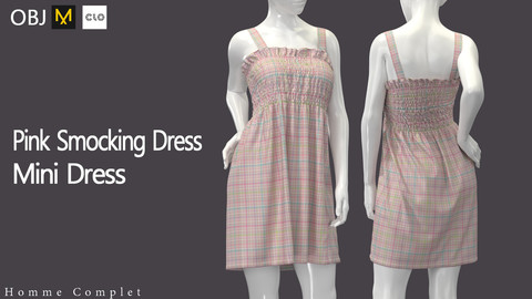 Women's Pink Smocking Dress