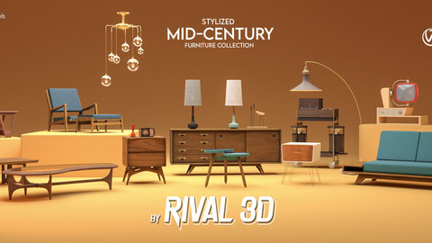 Stylized Mid-Century Furniture Collection