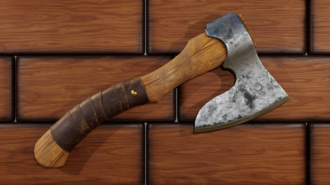 Axe low poly and high poly 3d model