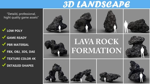 Low poly Lava Rock with dust Pack 200229