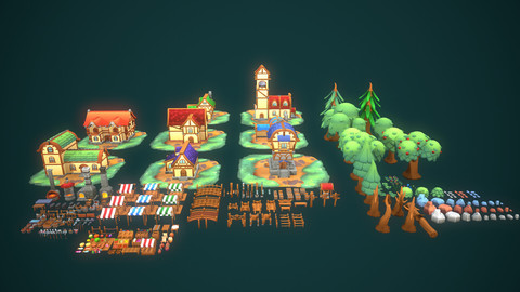 Low poly Medieval Toon Assets Set