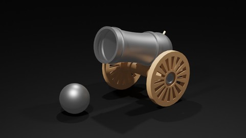 Low Poly Cannon & Cannonball