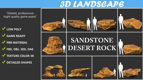 Low poly Yellow Sandstone Desert Pack 200209