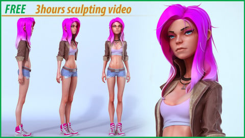 FREE 3 hours video. Sculpting process of a character !pink!