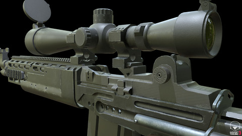 MK14 Ebr Rifle ( low poly) 3D model
