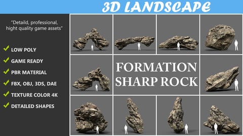 Sharp Rock Formation Pack C 191226 - Brown